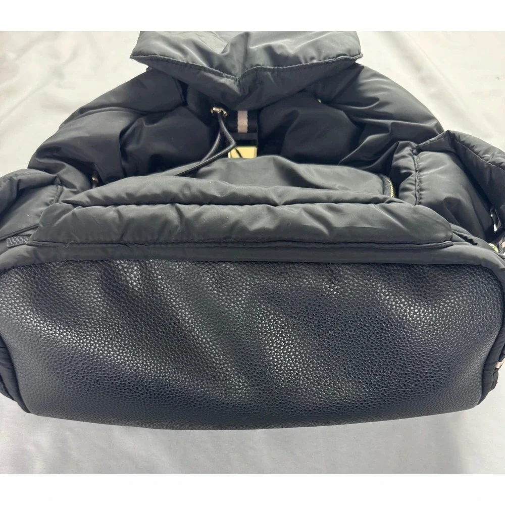 Tommy Bahama Black Nylon Puffer Backpack Gold Buckle Quilted Travel Bag